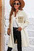 Contrast Flap Pocket Single Breasted Teddy Coat